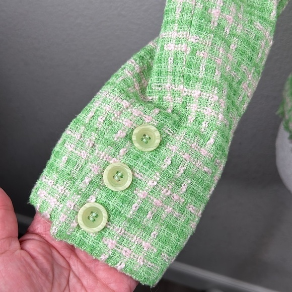 Apt. 9 Green & Pink Pastel Tweed Long Sleeve Blazer Size 4 - Picture 4 of 8